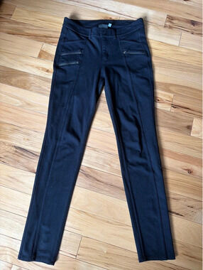Athleta Women's Size 4 Black Ponte Moto Skinny Leg Zip Pocket Pantsn